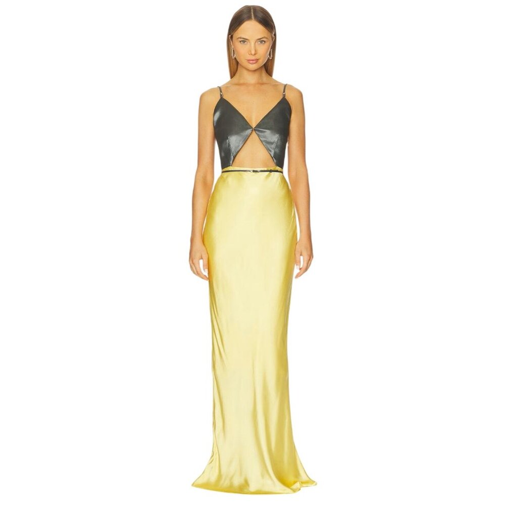 Paris Georgia Katie Dress in Sunflower & Gunmetal XSmall New Womens Maxi Gown